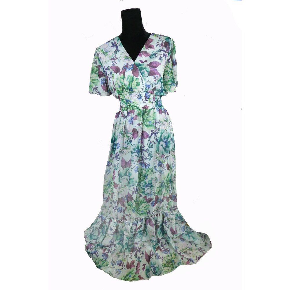 Elegant Mint Green Floral Edwardian inspired Tea gown Size M - L